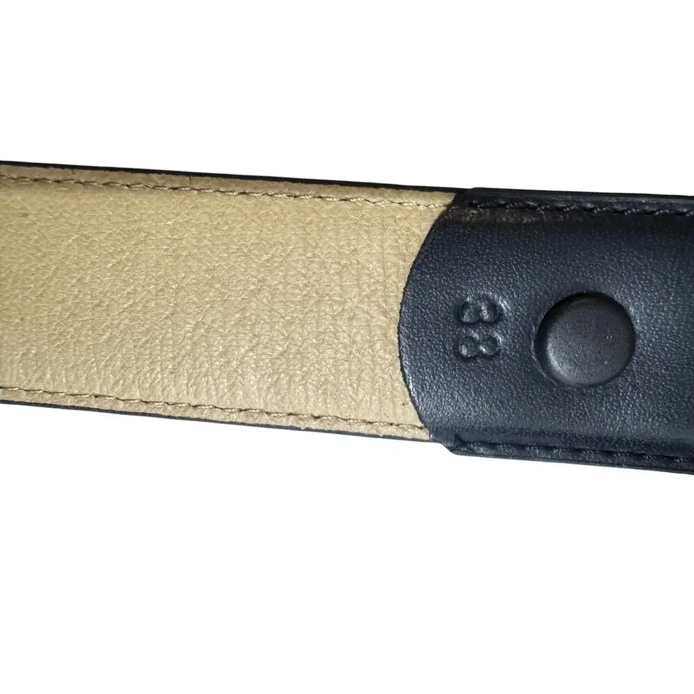 Belt By Sherman Dress Belt Mens 38 Black Genuine Italian Leather Silver Buckle